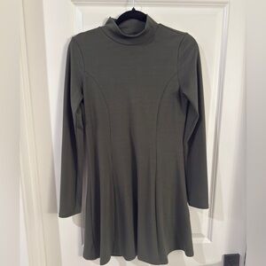 Forever 21 Olive Green Long Sleeve Flare Dress, Size Large